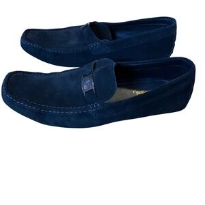Cavalli Class Men Black Suede Loafer Shoes Buckle Detail Slip On Size 44